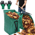 2PCS Leaf Collector, 53 Gallon Yard Waste Bags, Heavy Duty Foldable Lawn & Leaf Bags with 1 Pair Gloves, Reusable PP Large Yard Dustpan Garden Bag for Leaves Lawn Debris Trash