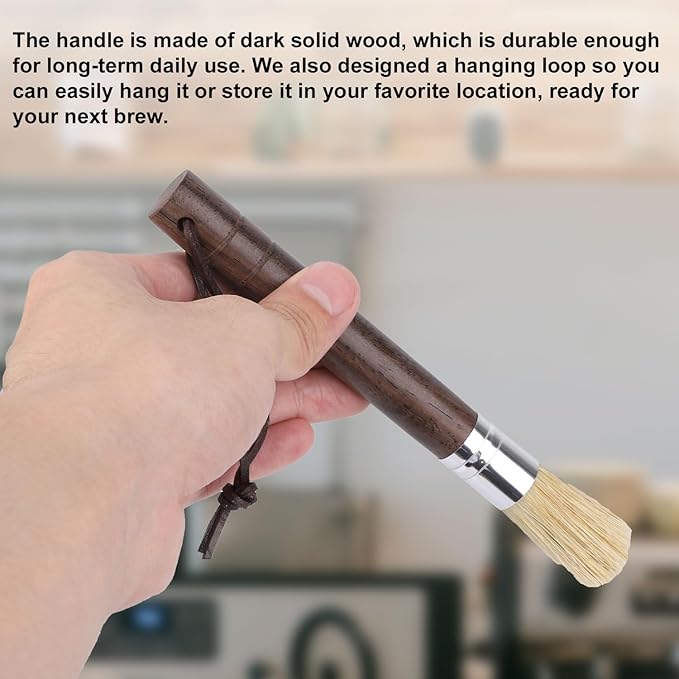 Coffee Grinder Cleaning Brush, Espresso Brush Cleaner with Wooden Handle Natural Bristles Espresso Machine Cleaner Tool for Home Kitchen Coffee Maker Portafilter Accessories
