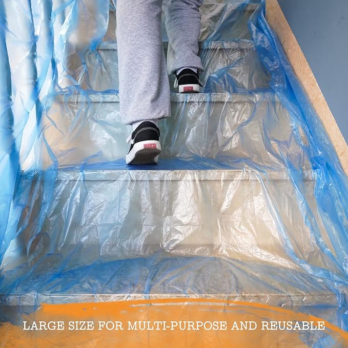 10 Piece Blue Painter Plastic Drop Cloths Sheet,Waterproof Anti-dust Furniture Cover,9x12 Feet Disposable Tarp for Painting for Couch Cover and Furniture Cover