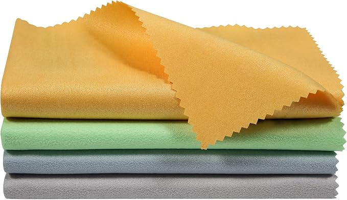 Guitar Cloths Ultrafine fiber suede Plush Polishing Cloths for Musical Instruments Premium Polishing & Cleaning Cloths for Guitar Violin Piano Clarinet Trumpet Sax Universal, 4-Pack 12"x12"