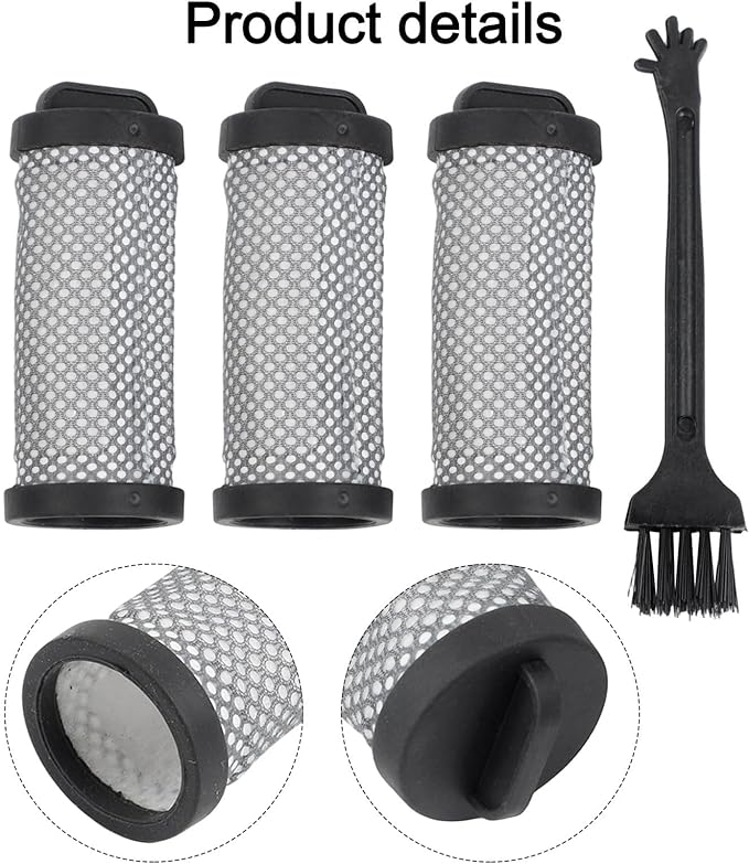HEPA Filter Set, for JIGOO T600 Mattress Vacuum Cleaner, Washable and Reusable High Efficiency Filters with 99.97% Filtration Rate, Comes with Cleaning Brush, 4 Pieces
