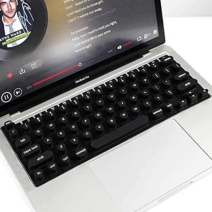 Keyboard Cover for Long Nails, Acrylic Gel Nails - Silicone Keyboard Protector Skin with Raised Keys for Typing and Gaming, Compatible with MacBook Pro/Air 13"/14"/15"/16" 2020-2025 (Black)