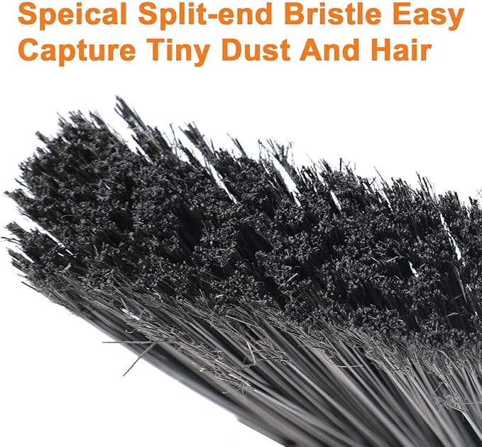 Heavy Duty Angle Broom 1 Pack - Orange Broom for Outdoor & Indoor, Garage, Driveway, Sidewalk, Kitchen & More, Long Handle