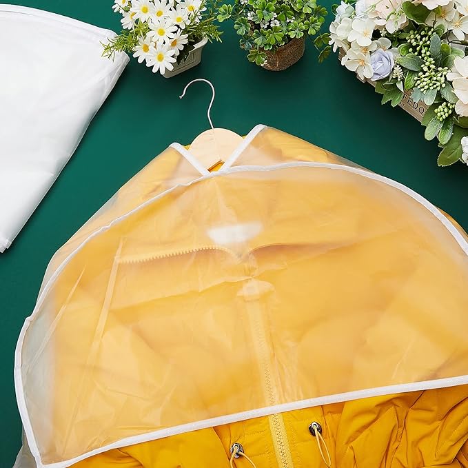 Patelai 8 Pcs 10" Gusseted Shoulder Covers for Hanging Clothes 24" x 12" Plastic Garment Dust Covers Protectors for Closet Storage Suit, Coats, Jackets, Dress Closet Storage(Translucent)