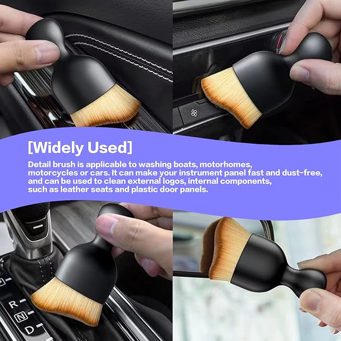 Car Interior Detailing Brush,Soft Bristle Cleaning Brush Car Detailing Brush Dusting Brush,Car Interior Cleaning Tool,Auto Detail Brush Car Dash Duster Brush (Brown)