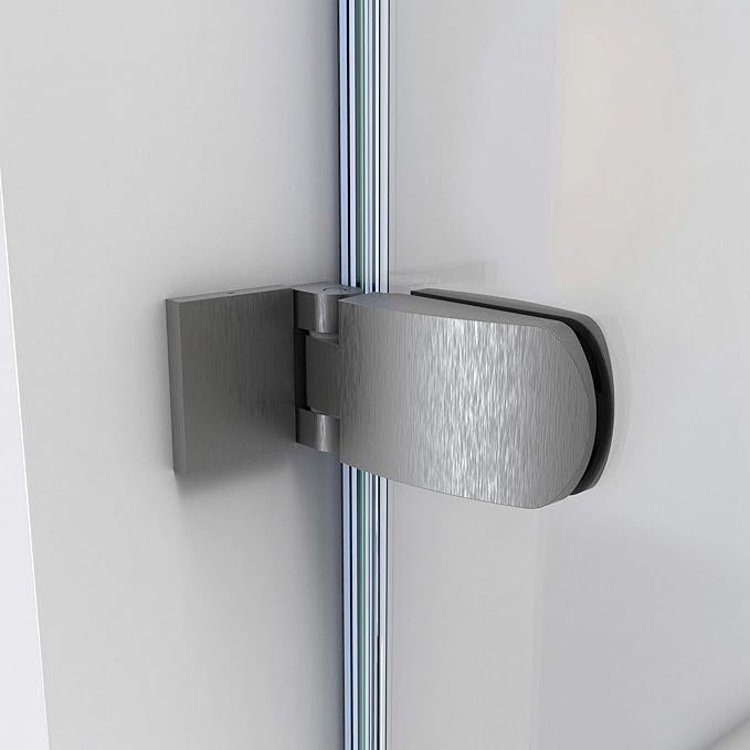 DreamLine Aqua Uno 34 in. W x 58 in. H Frameless Hinged Tub Door in Brushed Nickel, SHDR-3534586-04