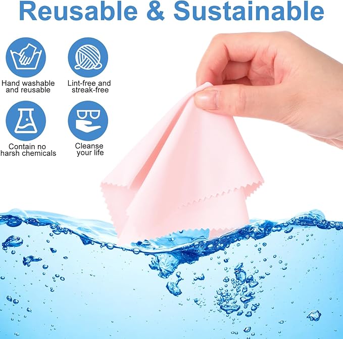 Frienda 50 Pcs Microfiber Cleaning Cloth for Glasses 6x7 Inch Lens Eyeglasses Cleaning Cloth Sunglasses Electronics Glasses Optical Cleaner Wipes Bulk for Camera Lens Eyeglass Screen(Light Color)