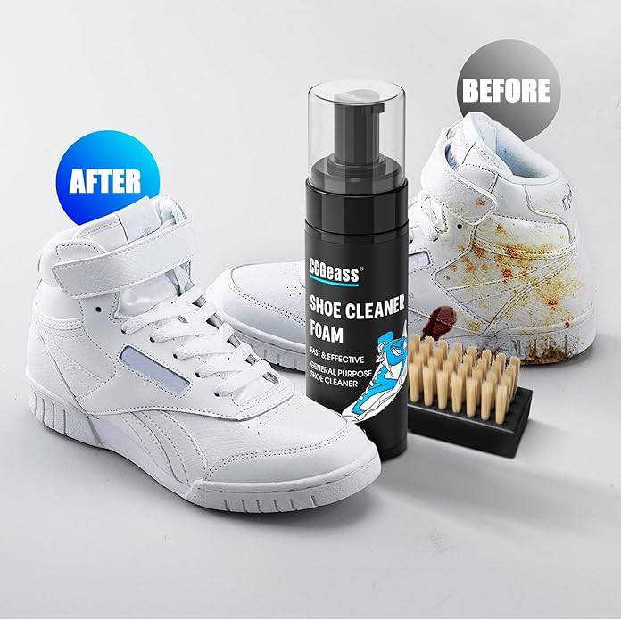Shoe Cleaner Kit Sneaker Cleaner, Deep Clean yet Gentle Pro Concentrated Foam Formula with 2 Brush & Microfiber Towel, Safe Shoe Care Set for white shoe, Suede, Leather, Canvas, Mesh & More
