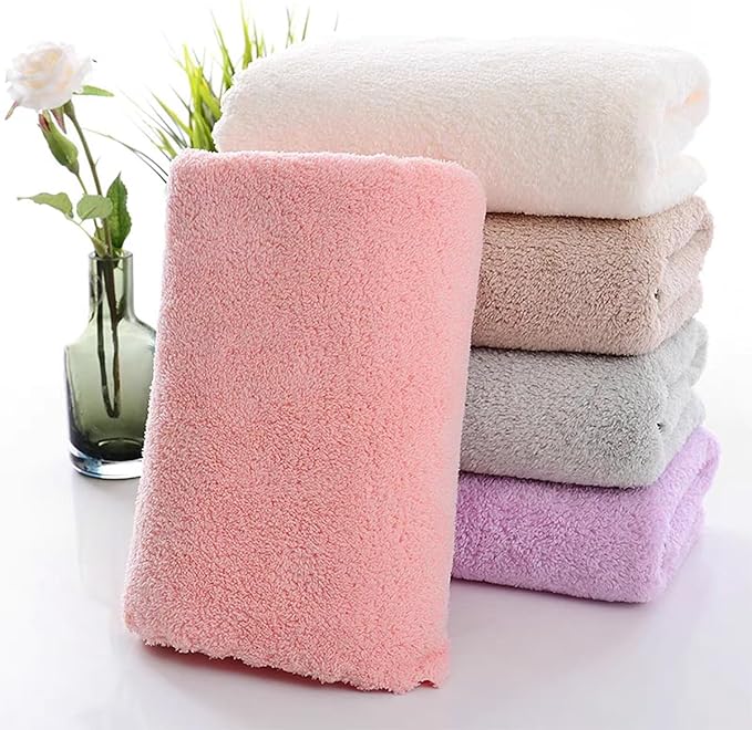 Microfiber Washcloths 5 Pack 29.5" x 13.8" Soft Feel Fingertip Towels quick Drying Coral Velvet Wash Cloths Ultra Soft, Quick-Drying & Multipurpose Face & Hand Towels for Bathroom, Spa, and Gym Towel.