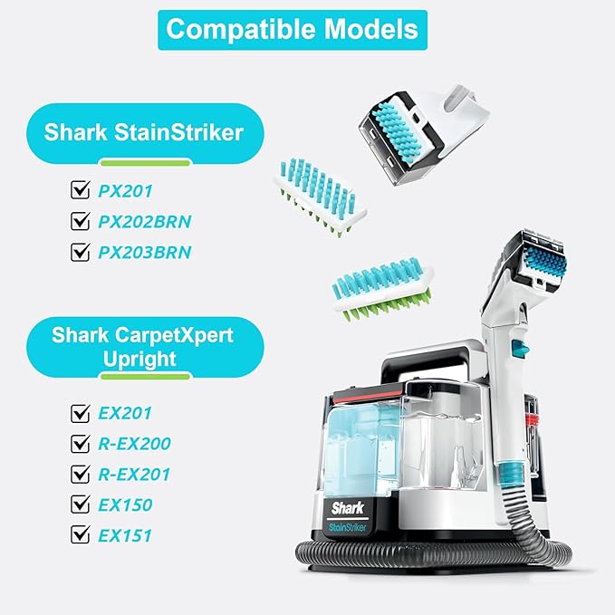 Shark PX201 3.5"Tough Stain Cleaning Brush Attachment for with Shark PX201, PX202BRN, Shark CarpetXpert Upright EX201 R-EX200 R-EX201 EX150 EX151, Reversible Bristle Replacement Brush Part (1+2)