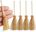 Odoria Dollhouse Straw Broom Miniature - 1/12 Scale Broomstick for Fairy Garden - Mini Witch Broom Decorative Craft - Tiny Besom Rustic for Halloween Thanksgiving Festival 5Pcs
