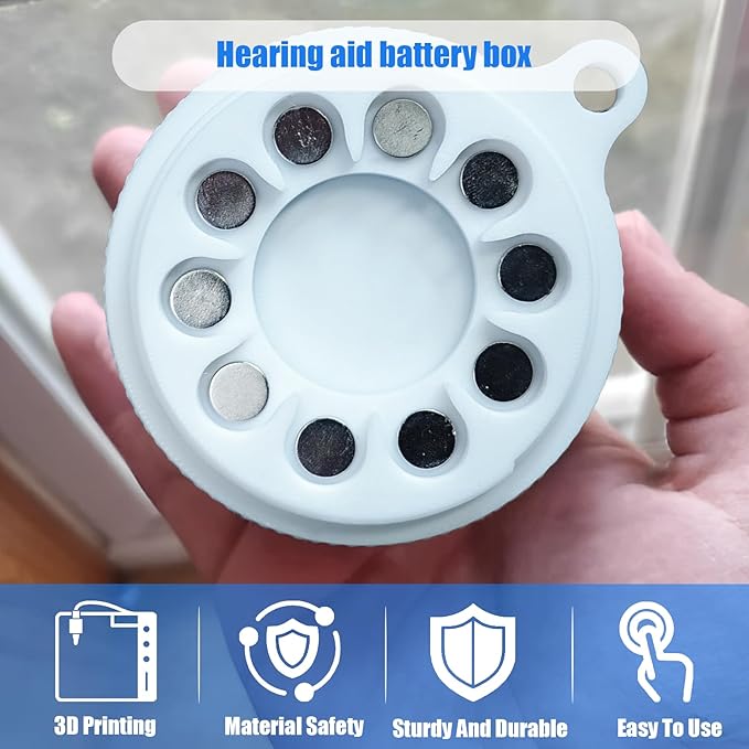 Hearing Aid Battery Case, Portable Battery Storage Box, Button Coin Cell Case Container, Compact Organizer for Hearing Amplifiers, Pocket Carry Box with Keychain（for 312/675 Batteries）