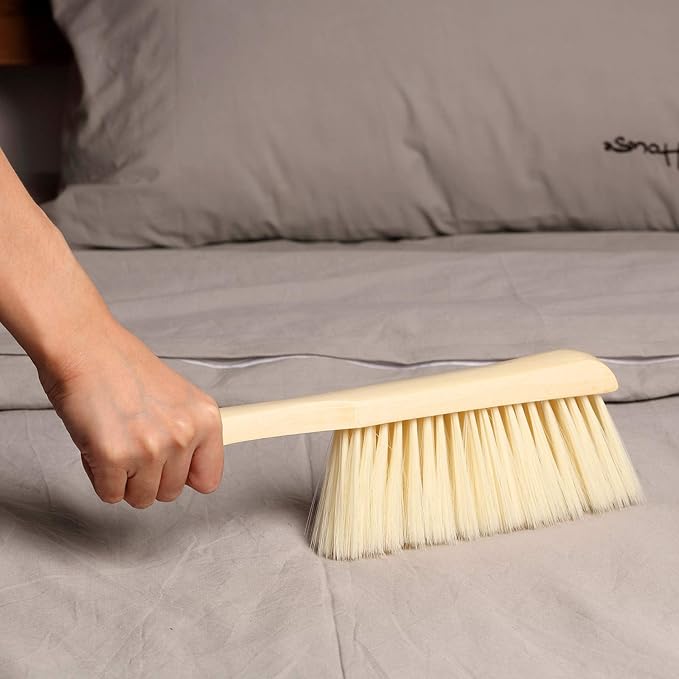 Patelai 2 Pieces Wooden Bench Brushes Fireplace Brush Natural Fiber Bench Soft Bristles Long Wood Handle Dust for Hearth Tidy Car Home Workshop Woodworking