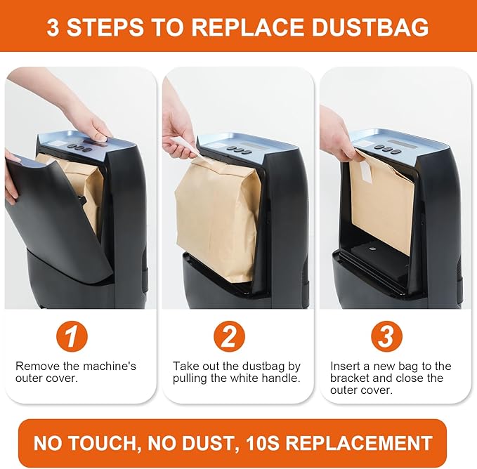 Touchless Automatic Vacuum Dustpan, Bagged Canister Vacuum with 5-Pack Disposable Dustbags, IR Sensor, LED Alerts, Handheld Accessories for Floors/Corners/Salons