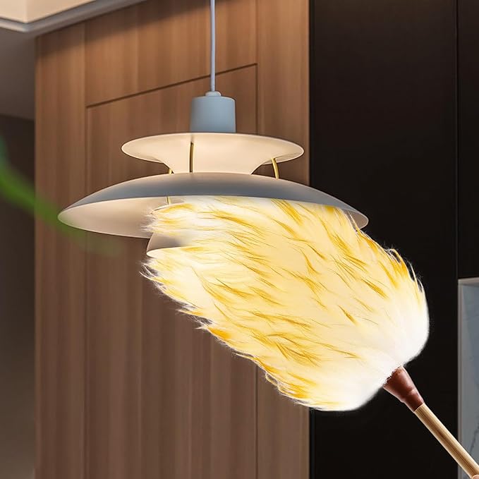 Wool Duster 20 inch Soft Natural Feather Dusters with Bamboo Handle Cleaning Supplies for Home Office Phoframe