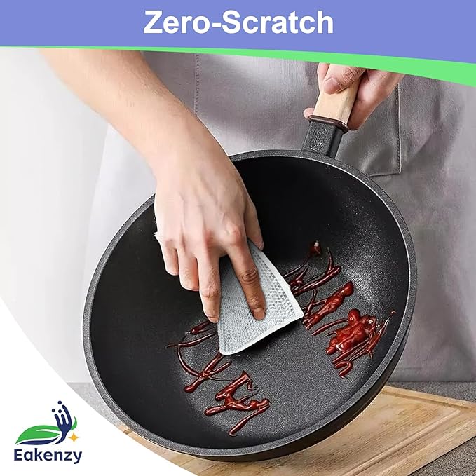 Non Scratch Wire Dishcloth, Multipurpose Wire Dishwashing Rag for Wet and Dry, Steel Cloth for Washing Dishes, Rust Removal Cleaning Cloth Kitchen, No Odor, Double Layer, 20 Pack