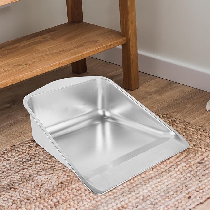 Stainless Steel Handheld Dust Pan Heavy Duty Metal Dustpan Multi Functional Garbage Shovel for Indoor Outdoor Floor Desk Cleaning 11.53X10.23X3.93 Inches