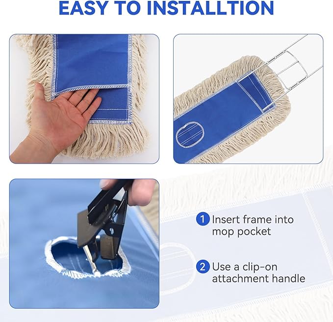 Commercial Microfiber Dust Mop Pad: 24 in Medium Commercial Replacement Mop Head, Reusable Sweeper and Janitorial Replacement for Industrial Floor Dust mop Series