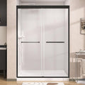 GETPRO Shower Door 44-48 in. W x 75 in. H Semi-Frameless Double Sliding Glass Shower Doors, Bypass Glass Door for Walk-in Shower with 5/16 inch Tempered Glass Matte Black Hardware