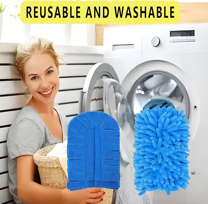 4Pack Reusable Duster Compatible with Swiffer Hand Duster Refill Microfiber 360 Heavy Duty Dusters Refills Washable Duster Pads for Cleaning Ceiling Fan Window(Handle is Not Included) (4Pack Blue1)