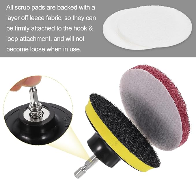 uxcell 10 Pcs 4 Inch Nylon Hoop Scrubbing Pad 2000 Grits Scrubber Scouring Pads Hoop and Loop Surface Conditioning Drill Scuffing Disc, White