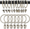 100 Pack Metal Curtain Rings with Clips, Drapery Clips Hooks, Decorative Curtain Rod Clips 1.5 in Interior Diameter, Matte Silver