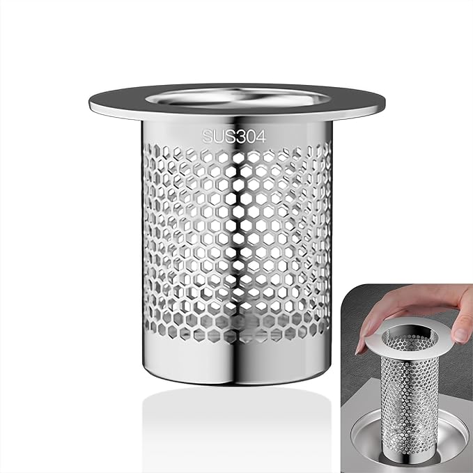 304 Stainless Steel Hair Catcher Floor Drain Bathroom Sink Drain Strainer Drain Filter (1 Piece, S-2)