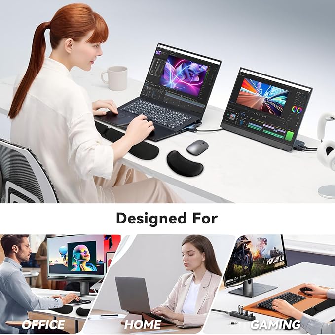 Zibly Ergonomic Gel Keyboard Wrist Rest & Mousepad Rests for Computer, Silky Memory Foam for Typing (Black Combo)