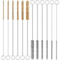 12-Pieces Brass Wire Brush Stainless Steel Wire Brush Set 12" Long Pipe Cleaners Parts Cleaning Brush Metal Brush for Cleaning Tubes, Cylinders, Bottle, Auto Parts (6mm/8mm/10mm/15mm/18mm/20mm)