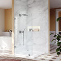 Bathroom Glass Shower Door Panel, 30" W x 78" H Fixed Frameless Shower Doors with Clamps, 3/8"(10mm) Thick Clear Tempered Glass Shower Screen Single Panel for Walk in Shower (Black)