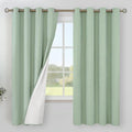 YoungsTex Light Green Linen 100% Blackout Curtains 68 Inch Length for Bedroom, Thermal Insulated Drapes with Grommet Energy Saving for Living Room Window, 2 Panels, 52 X 68 Inch