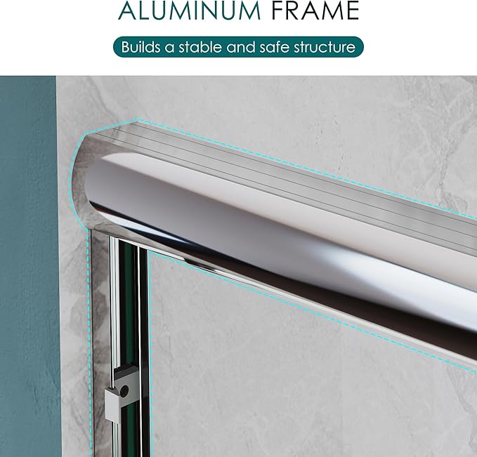 ELEGANT Double Sliding Shower Door 56-60" W x 72" H, Semi-Frameless Bypass Shower Glass Door with Dual Towel Bar Handles, 1/4" Tempered Glass for Walk-in Shower, Chrome Finish