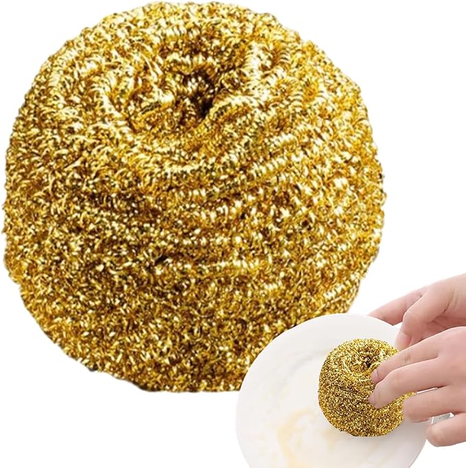 Copper Scouring Ball - Heavy Duty Copper Dish Scrubber, Gentle Non Scratch Cleaning Pad | Household Kitchen Cleaning Tools, Effective Pot, Pan, and Sink Scraper, Multipurpose Kitchen Tool for Baby Bot