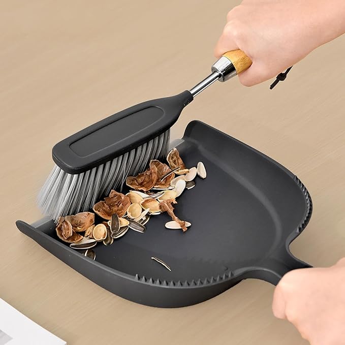 Fenteer Dustpan and Brush Set Mini Portable Multipurpose Handheld Broom and Dustpan for Desktop Sweep Dining Table Keyboard Cabinets