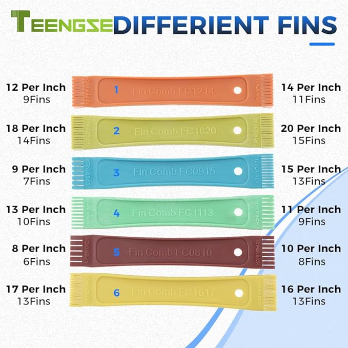 7PCS Air Conditioning Brush Set, FCR6 Fin Comb Tool, Radiator Condenser Fin Comb, Stainless Steel Air Conditioner Condenser Fin Comb for Cleaning AC Evaporator Radiator Refrigerator