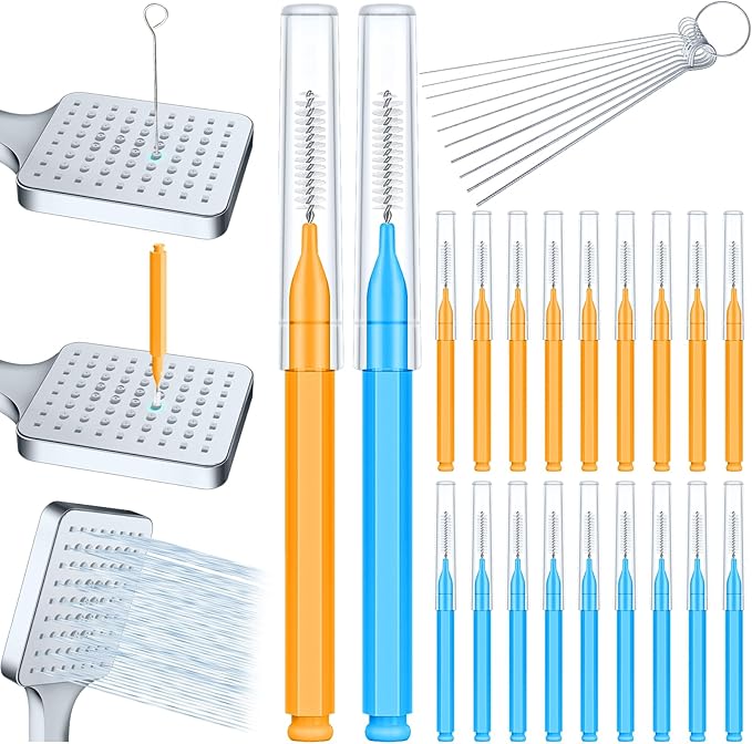 30Pcs Shower Head Cleaner Tool Set, Multi Size Shower Head Cleaning Brush for Small Hole Anti-Clogging Nozzle with Storage Boxes, Showerhead Nozzle Unclogger Picks for Household Bathroom