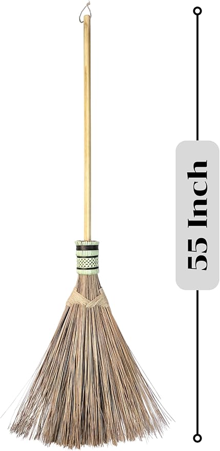 Garden Broom - Coconut Broom 55 Inch, Heavy Duty Sweeping Patio, House, Garage and Other Outdoor Spaces, Natural Coconut Leaf