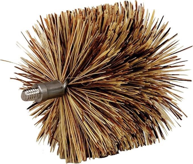 Meeco's Red Devil 84333 4" Round Fiberglass Pellet Stove Chimney Brush - Compact, Low-Profile Design for Angles & Bends Up to 90° (1/4-20 Thread)