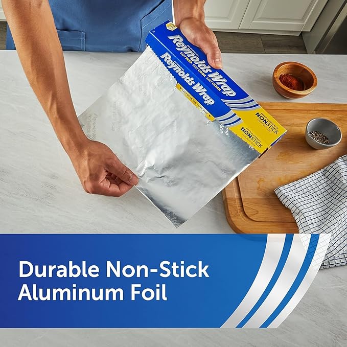 Reynolds Wrap Non-Stick Aluminum Foil Easy Prep, Cook & Clean (50 Sq Ft (Pack of 6)