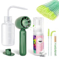 Buqikma Lash Shampoo Kit - Eyelash Extension Cleanser for Extensions 60ML with Rechargeable Handheld Lash Fan Dryer Mascara Brush Rinse Bottle Makeup Cleansing Foam for Lash Care