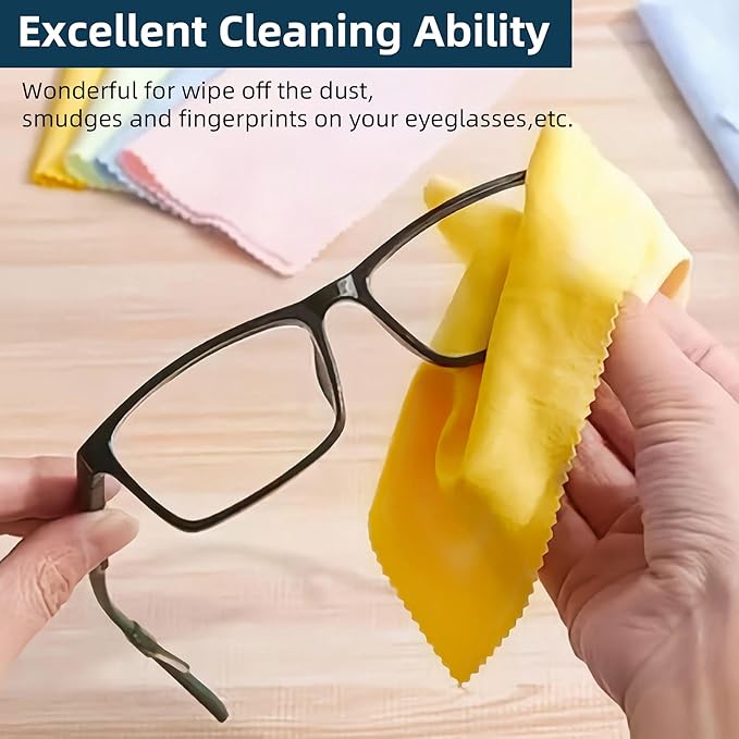 AIMI Assorted Colors Microfiber Cleaning Cloths - 6" x 7" Microfiber Glasses Cloth - Great for Cleaning Eyeglasses, Cell Phones, Screens, Lenses, Glasses and All Delicate Surface (8 Pack)