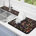 Dish Drying Mat for Kitchen Counter Matt, 2PCS 23"x15" Dish Drainer Mat & 24"x5.5" Sink Splash Guard, Super Absorbent Non-slip Rubber Backed