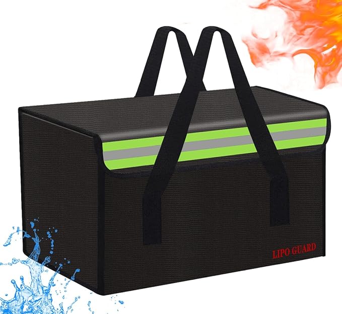 Lipo Battery Safe Bag Large Capatity Fireproof Bag for Ebike Lipo Battery Other Batteries Storage Charging Transport Home Office Travel Safe Storage Pouch