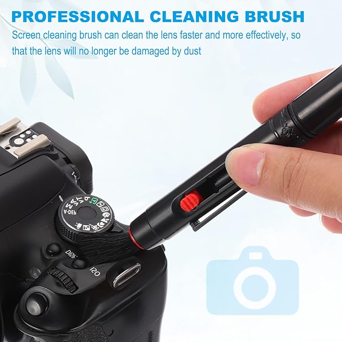 PATIKIL Camera Dusting Brush, Multifunction Cleaning Brush Keyboard Lens Pen Screen Lens Cleaner for Vinyl Records, LP Scan, SLR & Computer Screens,3 Pcs Red