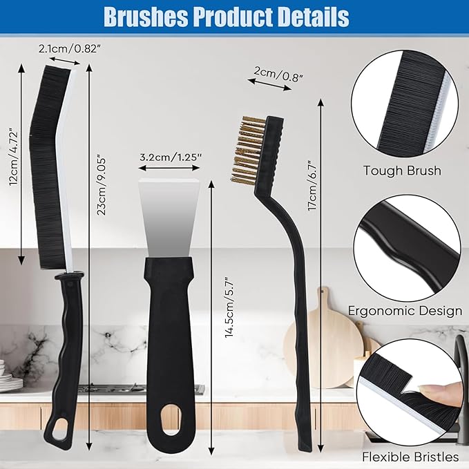 Hard Bristle Crevice Cleaning Brush 7pcs Multifunctional Crevice Gap Cleaning Brush Tools for Household Hand-held Groove Gap Cleaning Tools for Kitchen Bathroom Cleaning Brushes Kit