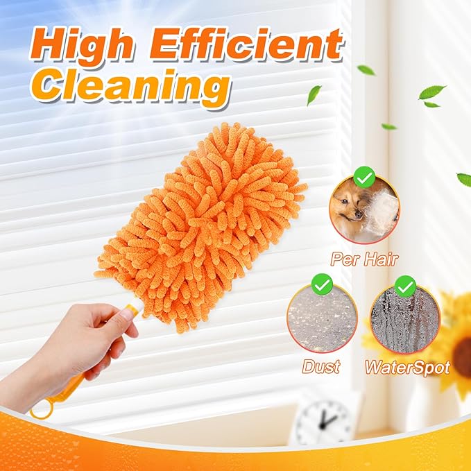 Reusable Duster Refill for Swiffer Hand Duster, 360 Degree Duster Refills for Cleaning, Ceiling Fan, Orange, 3 Pack (Handle is Not Included)