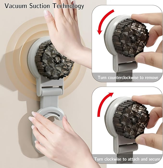 3 Pack Suction Cup Mop and Broom Holder Wall Mount–Renter Friendly Decor, No Drilling Required, Under Cabinet Hooks, Versatile Broom and Mop Organizer Wall Hanging