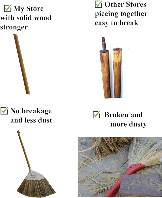 Traditional Vietnamese Handmade Broom, Durable, Perfect for Home use or as a Unique Wedding Gift, 42 inches Long.