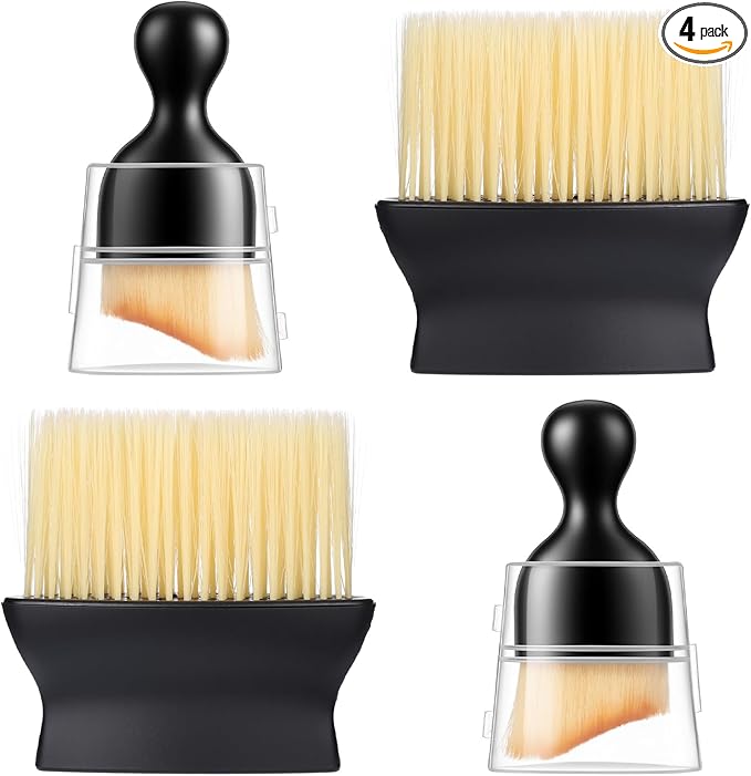 4 PCS Soft Bristle Car Interior Brush, Curved Design Cars Duster Interiors Detail Brushes Car Interior Detailing Brush Cleaning Tool with Cover for Dashboard Interiors Exterior Keyboard Leather