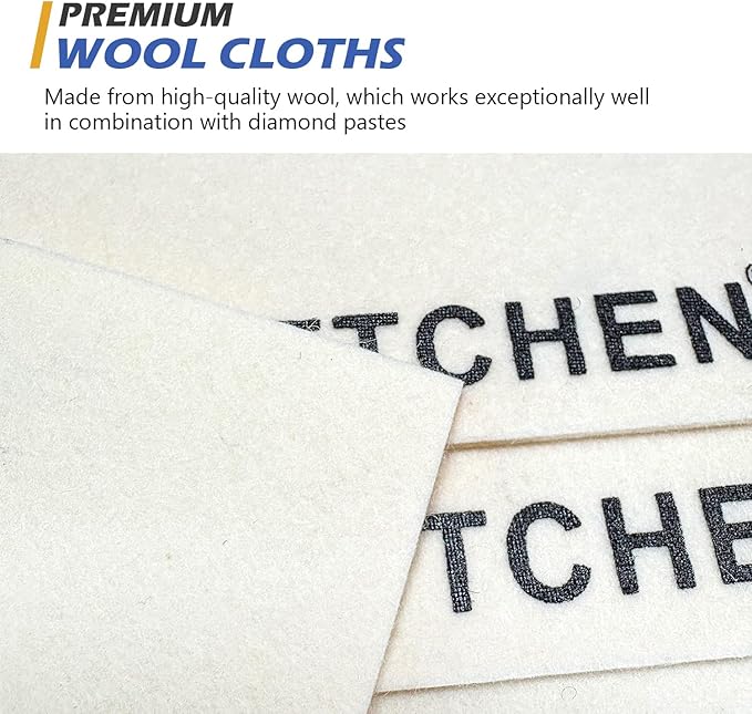 SCOTTCHEN Diamond Polishing Paste & Wool Cloths Kit,Each 6pcs,Polishing Paste 500/1,500/5,000/14,000/50,000/200,000 Grit, for Jewelry, Metal, Ring, Glass, Coin